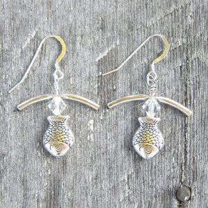 EARRINGS - FISH EARRINGS - Swarovski Crystals - Handmade in "USA"